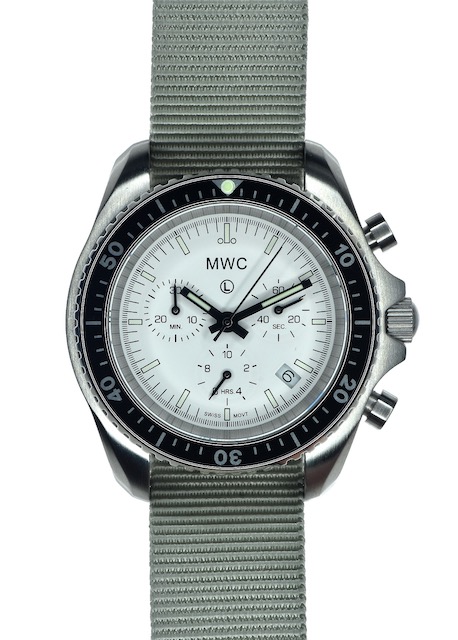 【New】MWC時計 ミリタリーウォッチ 軍用時計 ミリタリー クロノグラフ ホワイトダイアル NATO パターン スイス製 ムーブメント サファイア風防 軍用パイロット mwc 時計 ミリタリーウォッチカンパニー Ronda 5040.D SWISS