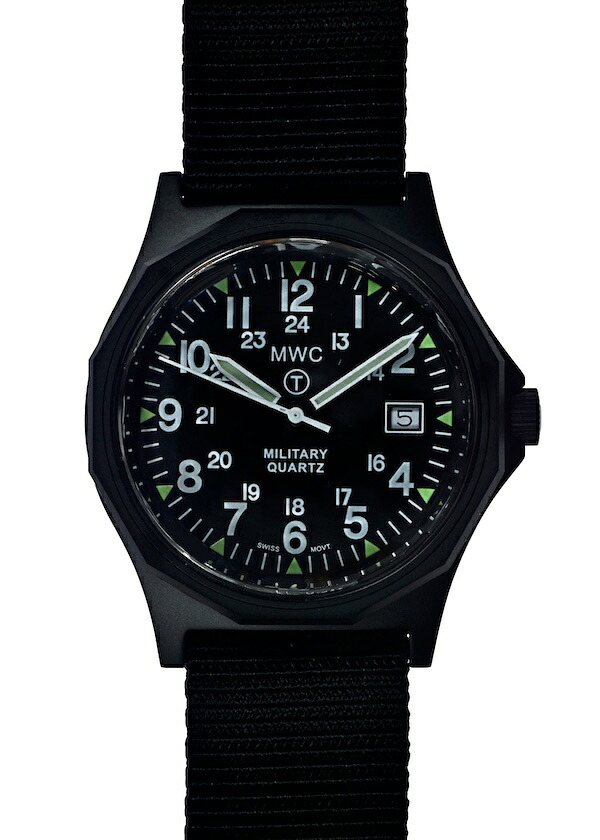 ミリタリーウォッチカンパニー MWC時計 腕時計 36mm G10 バッテリーハッチ PVD ブラック 1982~1999 リメイク USダイアル 英国軍 プラ風防 SWISS ロンダムーブメント クォーツ mwc mwc 時計 ミリタリーウォッチ MWC|MWC時計専門店 UNLIMITED4