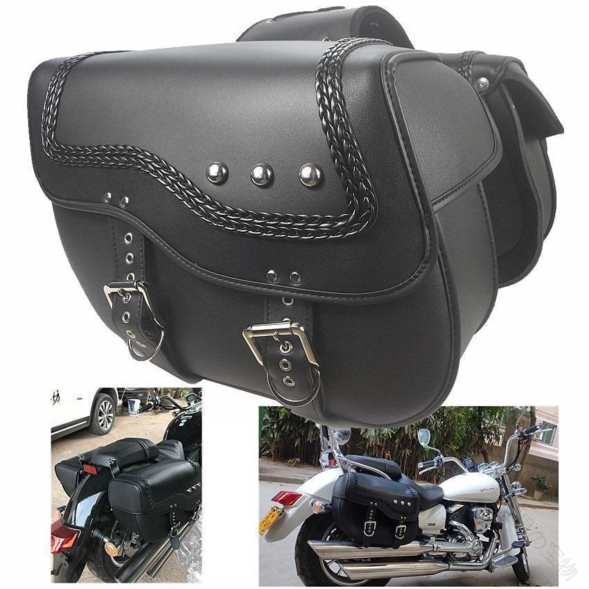 バイク用 アメリカン サイドバッグ 大容量収納 高級品 ツールバッグ 旅行 ツーリング レザーバッグ 防水 革 2個セット｜世界の宝物