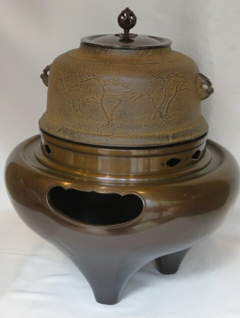 B1449 釜師 宝積正一 浜松地紋 真形尾垂釜 茶道具 茶器 風炉道具