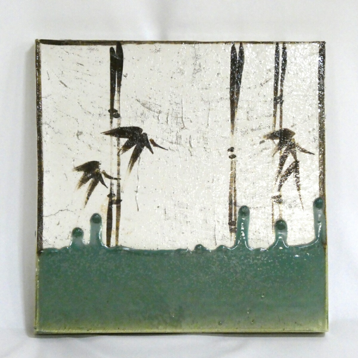 茶道具 織部 敷き瓦 瓶掛 敷き板 27.5cmx27.5cm(LC587) 茶道具 風炉用敷板 小板 荒目板 真塗 9.5寸 川瀬表完作 木製 真
