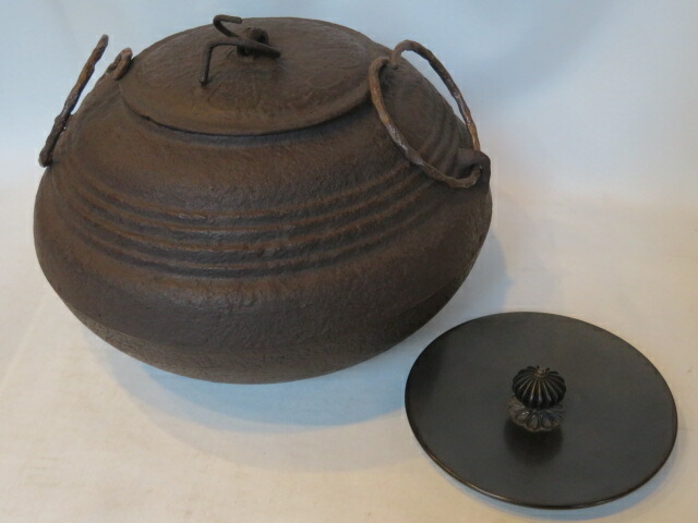 佐藤清光作　桜川地紋　平丸羽釜 佐藤清光作 桜川地紋 平丸羽釜