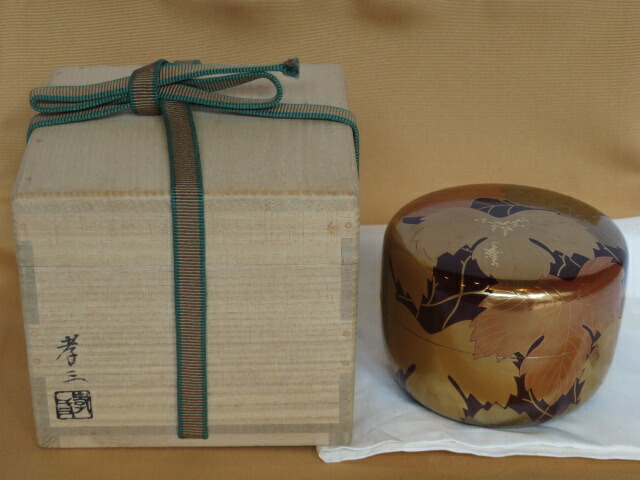 楽天市場】（三月◇特売品）平安蒔絵師 一瓢斎作 菊桐蒔絵大棗 黒真塗