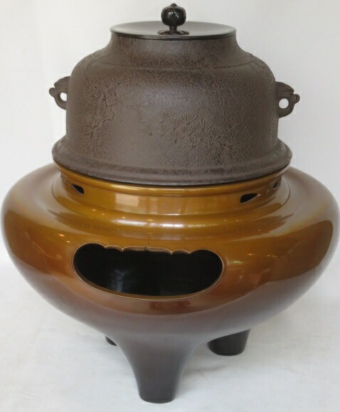 楽天市場】【中古】紫金堂釜師 加藤了三作 鵬雲斎好写 千歳釜添 唐銅