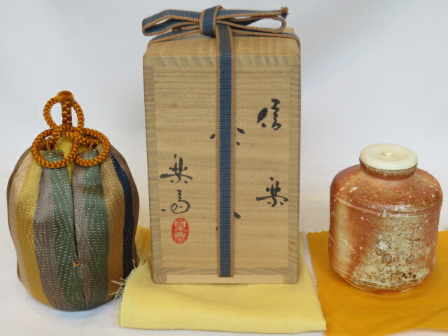 茶道具　丹波焼信水窯　市野信水作　丹波肩衝茶入　雪月花仕覆付　美品！！！ 楽天市場】信水窯 丹波焼肩付茶入「仕服：不明」正絹 和物 木