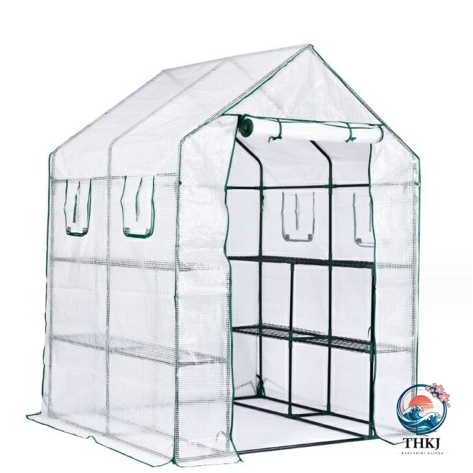 【全品2点で5%OFF】ビニールハウス 窓付き 家庭用 温室 大型 長さ 143× 幅 143× 高さ 195cm 観葉植物 ガーデンハウス フラワーラック 屋外 フラワースタンド