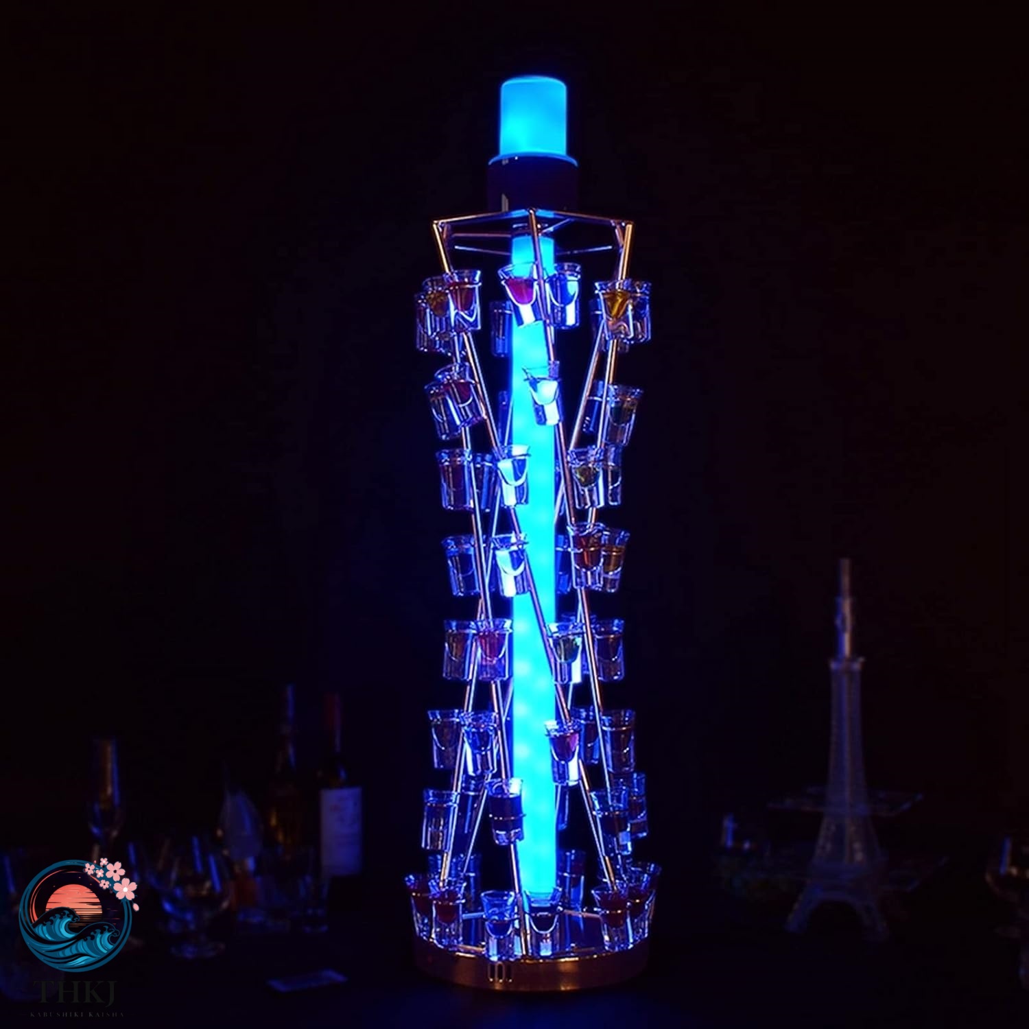 LED酒ボトルの表示棚 ワインラック カクテルグラスホルダー バー用の器物展示スタンド ク カクテルグラスの棚 カクテルグラスホルダー