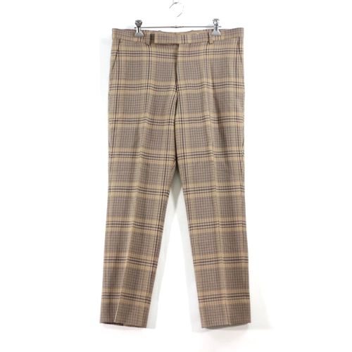 AURALEE オーラリー 19AW WOOL SERGE CHECK NARROW SLACKS ガンクラブチェックパンツ 5 ベージュ 【中古】