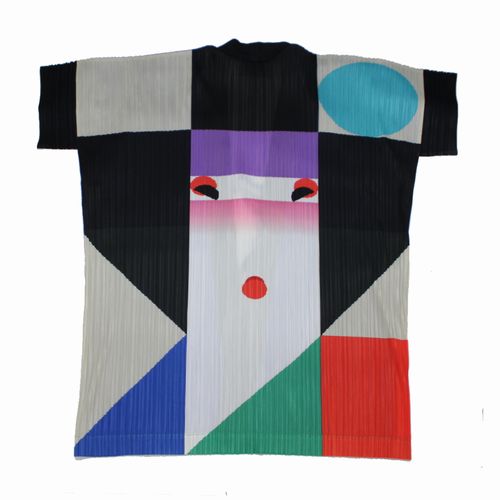 ISSEY MIYAKE IKKO TANAKA イッセイミヤケ 田中一光 Nihon Buyo 筋目 厚地の外套 3 青み 【中古】