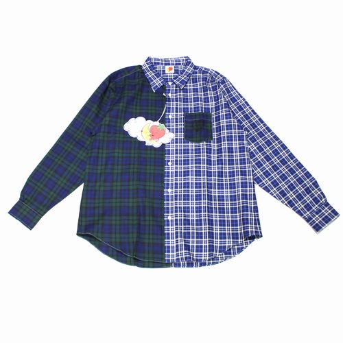 【中古】 SKYHI GHFARM スカイハイ ファーム 24AW Tartan Button Down Shirt Green B タータンチェックボタンダウンシャツ L ブルー×グリーン