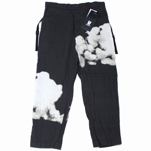 【中古】 UNDERCOVER アンダーカバー 25SS PsychoHouse総柄リネンクロップドパンツ 2 ブラック｜unstitch 店