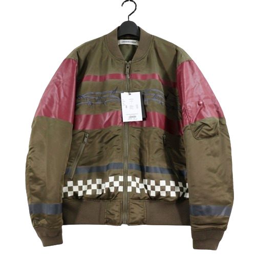 【中古】 UNDERCOVER アンダーカバー 24AW NyツイルワイヤーチェッカーMA-1 ジャケット 2 カーキ