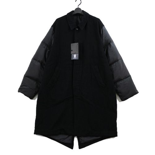 【中古】 UNDERCOVER アンダーカバー 24AW 袖ダウン切替縮絨ステンカラーコート 4 ブラック｜unstitch 店