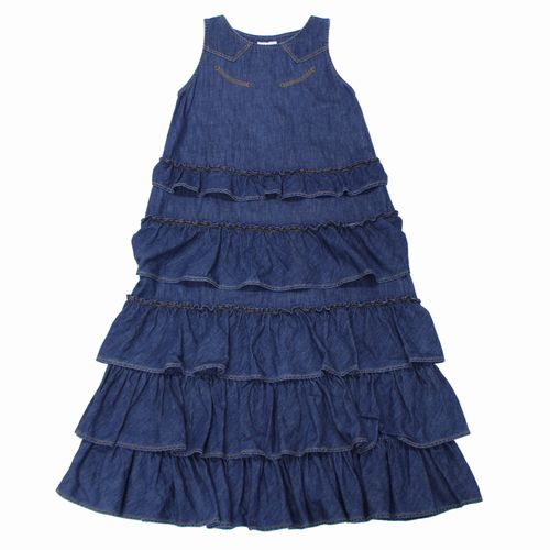 【中古】 maturely マチュアリー Denim & Jacquard Western Dress デニムウエスタンドレス ワンピース インディゴ｜unstitch 店