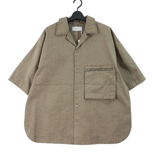【中古】 OPENING ACT オープニングアクト 25SS ハイドロウォッシュヴィンテージ加工サテンジップポケットシャツ M カーキ
