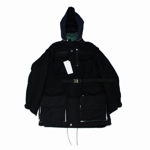 【中古】 Sacai サカイ 21AW Wool Melton Blouson ウールメルトンブルゾン ジャケット 1 ブラック