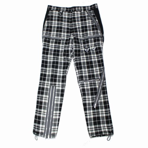 【中古】 UNDERCOVER アンダーカバー 25AW チェック 多ZIPパンツ 2 ブラック