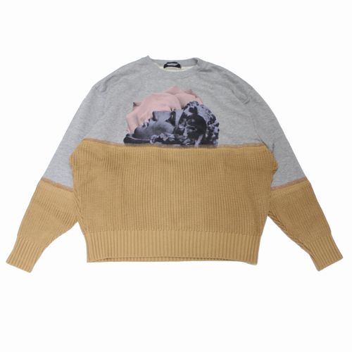 【中古】 UNDERCOVER アンダーカバー 25SS 片畦ニットニードルパンチスウェット 1 グレー/ベージュ｜unstitch 店