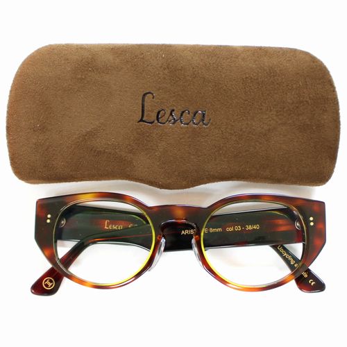 【中古】 Lesca LUNETIER レスカ ルネティエ 60周年記念モデル Upcycling acetate ARISTOTE 8mm col 03 メガネフレーム ブラウン