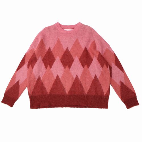 【中古】 DAIRIKU ダイリク 22AW Argyle Mohair Pullover Knit アーガイルモヘアプルオーバーニット M ピンク