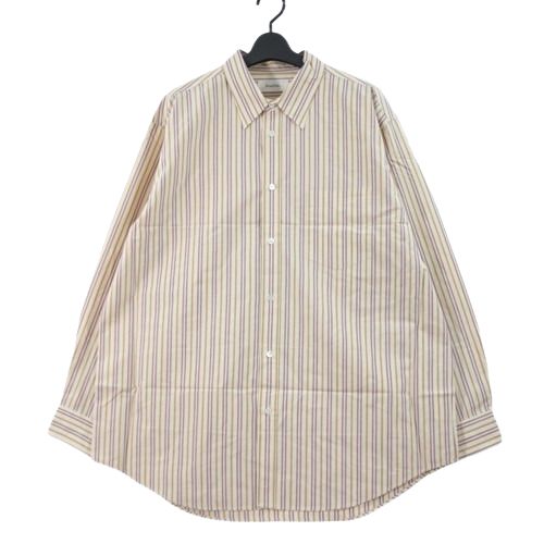 【中古】 Ernie Palo アーニーパロ 23AW Silk Cotton Stripe Shirt シルクコットンストライプシャツ 50 ベージュ