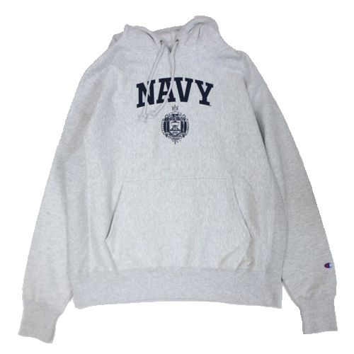 【中古】 Champion チャンピオン US企画 USNA ISSUE Reverse Weave Sweat Hoodie リバースウィーブパーカー L グレー