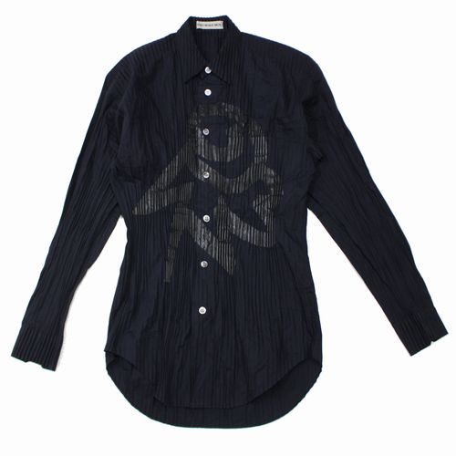【中古】 ISSEY MIYAKE MEN イッセイミヤケメン 90s 1998AW 銀タグ プリーツシャツ S ネイビー