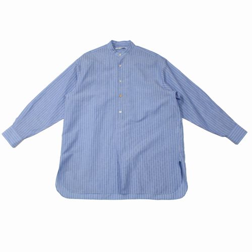 【中古】 MATEE＆SONS マーティーアンドサンズ 2021 BAND COLLAR PULL OVER SHIRT ストライプ バンドカラープルオーバーシャツ 1 ブルー