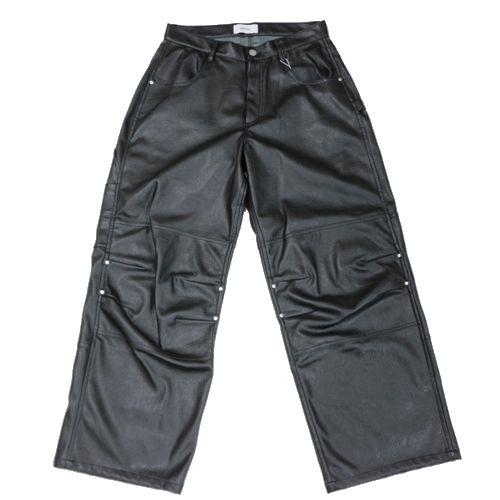 【中古】 OPENINGACT オープニングアクト 25AW ユーズド製作フェイクレザーカーゴパンツ M 黒いこと