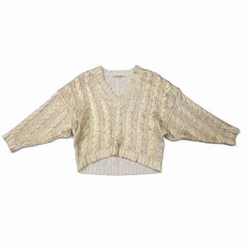 【中古】 Curensology カレンソロジー ホイルプリントプルオーバー F 象牙色 セーター-トップス-レディースファッション