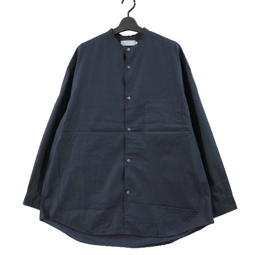 【中古】 Graphpaper グラフペーパー 22SS BroadL/S Oversized Band Collar Shirt バンドカラーシャツ F ネイビー