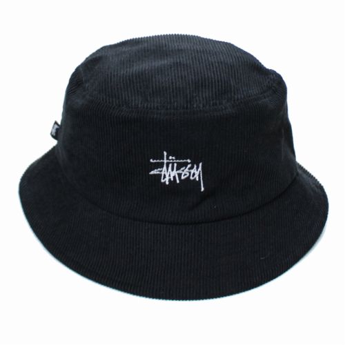 【中古】 stussy ステューシー コーデュロイ バケットハット ブラック