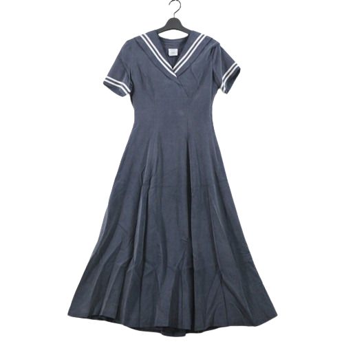 【中古】 Laura Ashley ローラアシュレイ シルク セーラー ワンピース 36 ネイビー系