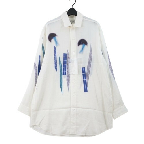 【中古】 Yohji Yamamoto POUR HOMME ヨウジヤマモト 24AW CELLULOSE BLUE MOTIF BLOUSE セルロース シャツ 3