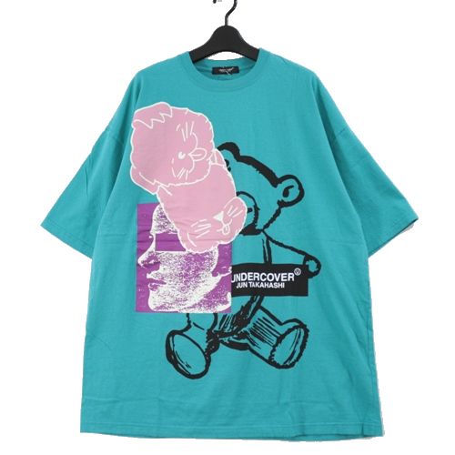 【中古】 UNDERCOVER アンダー覆いかぶせる 25SS COLLAGE BEAR BIGTEE ビッグ プルオーバー 2 青緑色