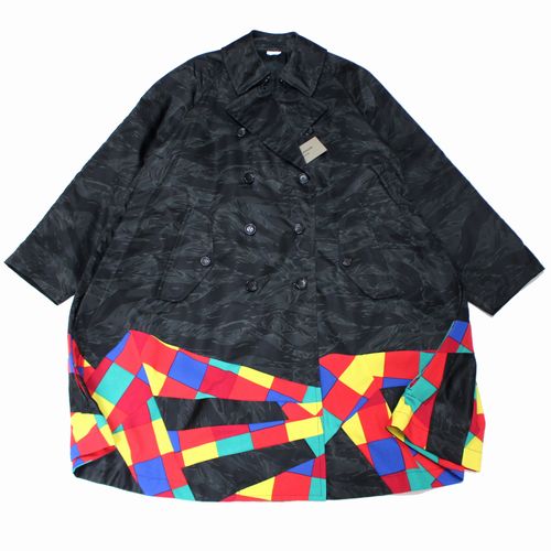 【中古】 COMME des GARCONS HOMME PLUS コムデギャルソンオムプリュス 23SS パッチワーク ナイロン厚地の外套 M 黒いこと