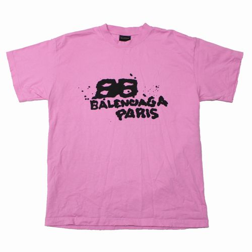 【中古】 BALENCIAGA バレンシアガ 23SS  Hand Drawn BB Icon Tee プルオーバー M サクラ色 612965 TNVN4