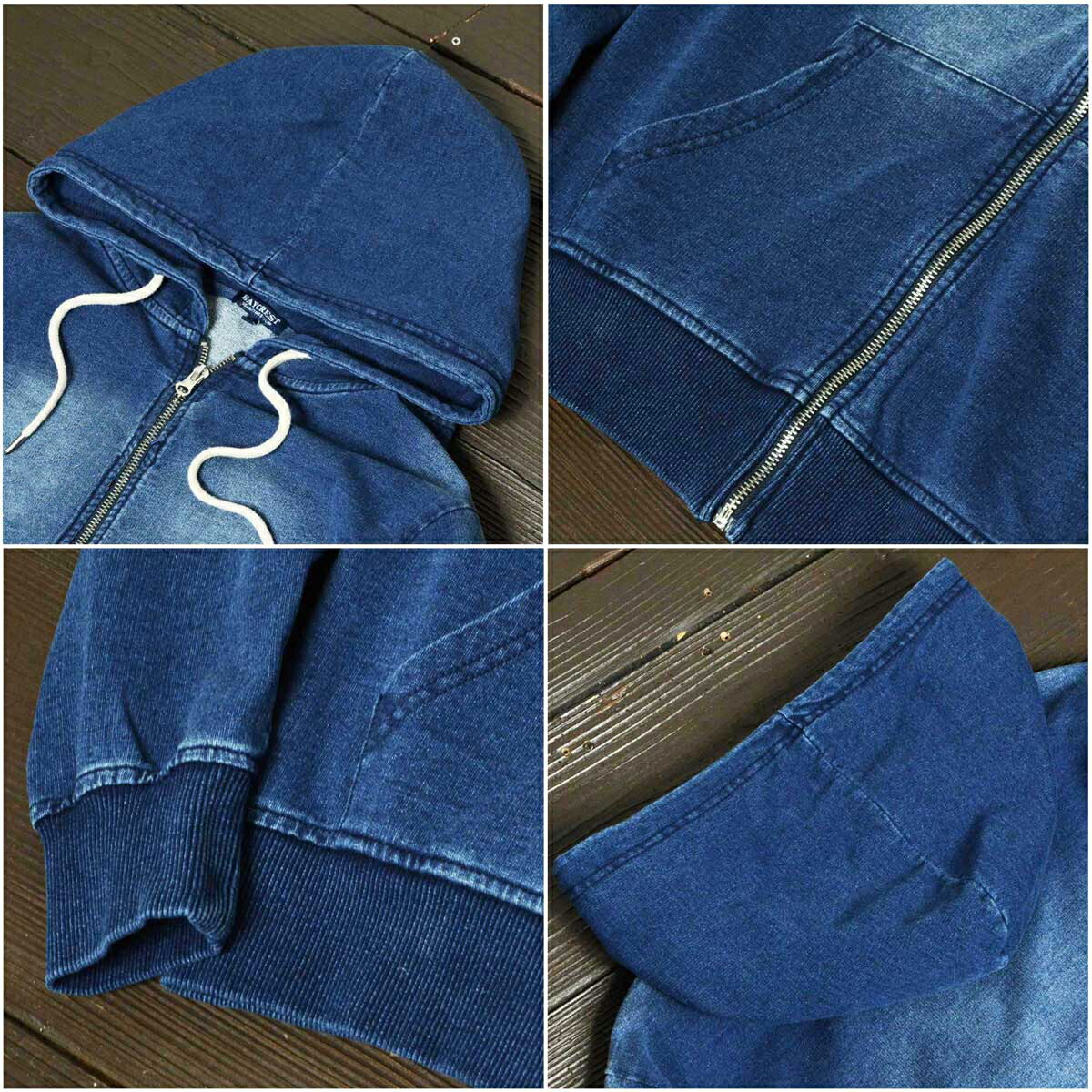 秋NEW■超伸縮 カットデニム セットアップ 紺L 2点購入で10%OFF】カットデニム セットアップ メンズ 春 伸縮 ジャージ