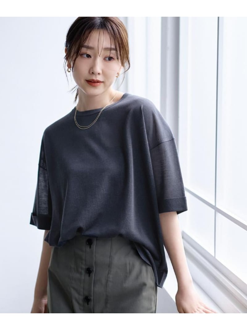【SALE／20%OFF】【アンサンブル可/Tシャツ風/ゆったり】リラックスニットトップス UNTITLED アンタイトル トップス ニット ブラック グレー【RBA_E】【送料無料】[ Fashion]｜UNTITLED