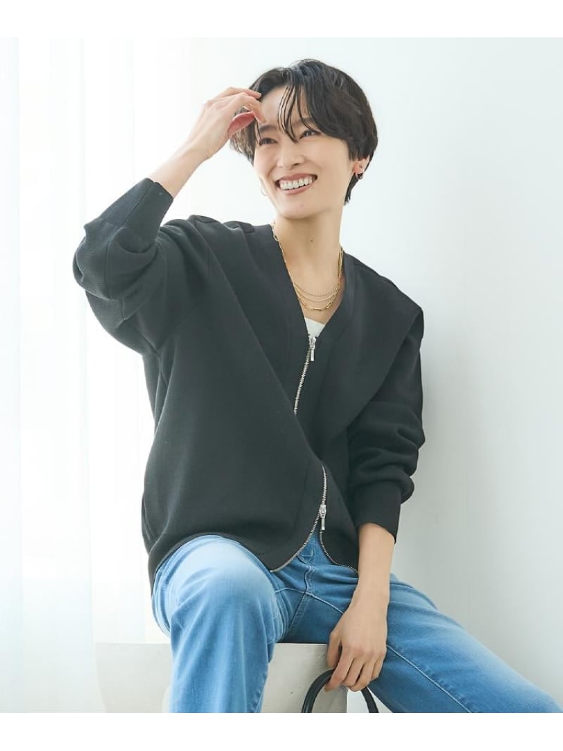 【SALE／52%OFF】【軽羽織り/セットアップ可】ジップアップニットカーディガン UNTITLED アンかた書き トップス ジレー 薄墨色 黒いこと【RBA_E】【貨物輸送無料】[ Fashion]
