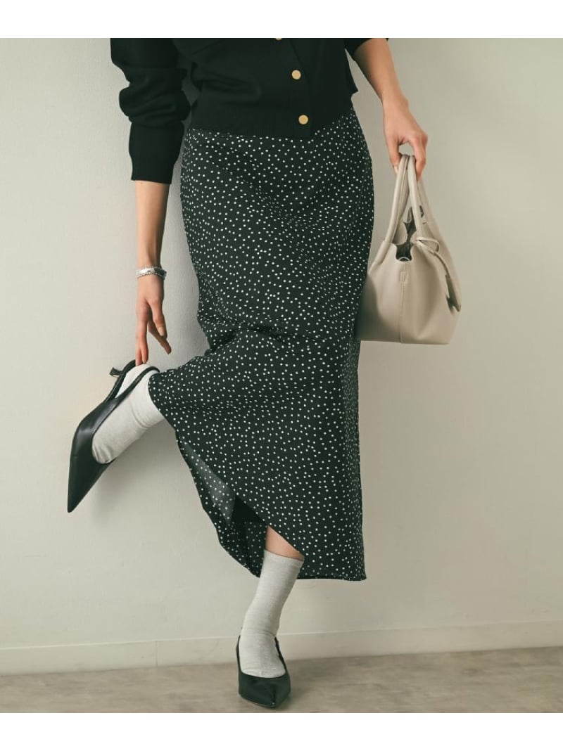 【SALE／30%OFF】【セットアップ可/後ろウエストゴム】ランダムドットスカート UNTITLED アンタイトル スカート ロング・マキシスカート ブラック ベージュ【RBA_E】【送料無料】[ Fashion]