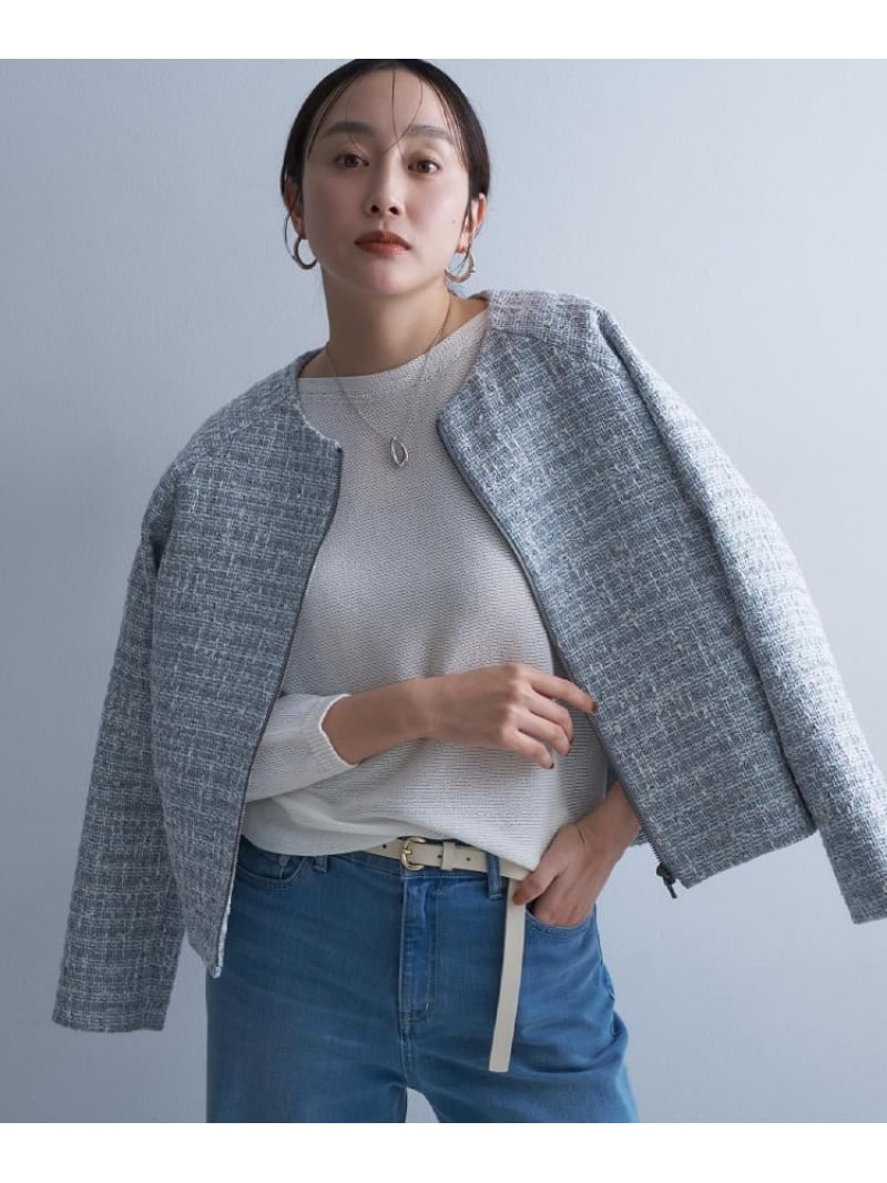 【SALE／30%OFF】【きれいめカジュアル】ツイードジップジャケット UNTITLED アンタイトル ジャケット・アウター ブルゾン・ジャンパー【RBA_E】【送料無料】[ Fashion]