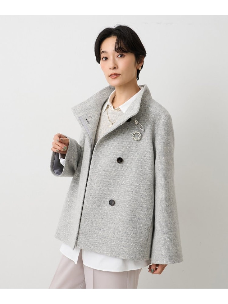 【SALE／46%OFF】【スタンドカラー/オンオフ使える】クラシカルツイードコート UNTITLED アンタイトル ジャケット・アウター その他のジャケット・アウター ブラウン ブラック【RBA_E】【送料無料】[ Fashion]