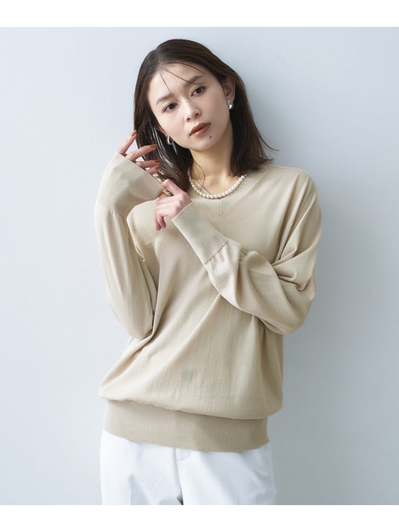 【アンサンブル可/洗える】シアーVネックニット UNTITLED アンタイトル トップス ニット グレー ネイビー【送料無料】[ Fashion] 13,501円