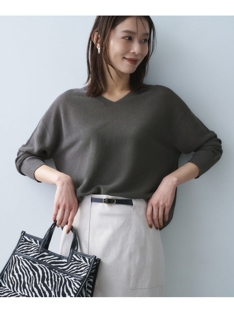【7色展開/洗える/程よい透け感】ドライタッチVネックニット UNTITLED アンタイトル トップス ニット ベージュ イエロー グレー ネイビー ブルー カーキグリーン【先行予約】*【送料無料】[ Fashion]