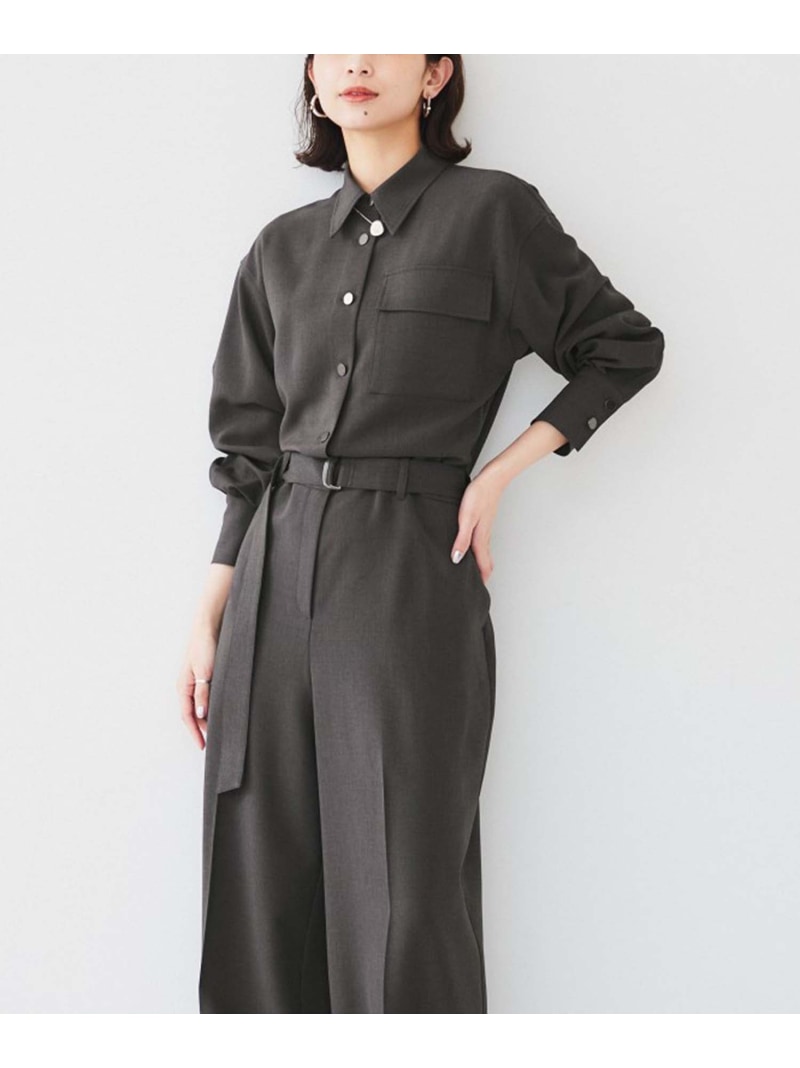【SALE／74%OFF】【朝比奈 彩*Oggi*UNTITLED スペシャルコラボ】シャツカラーオールインワン UNTITLED アンかた書き オールインワン・大層らしい櫂 オーバーオール・サロペット 薄墨色 黒いこと【RBA_E】【貨物輸送無料】[ Fashion]