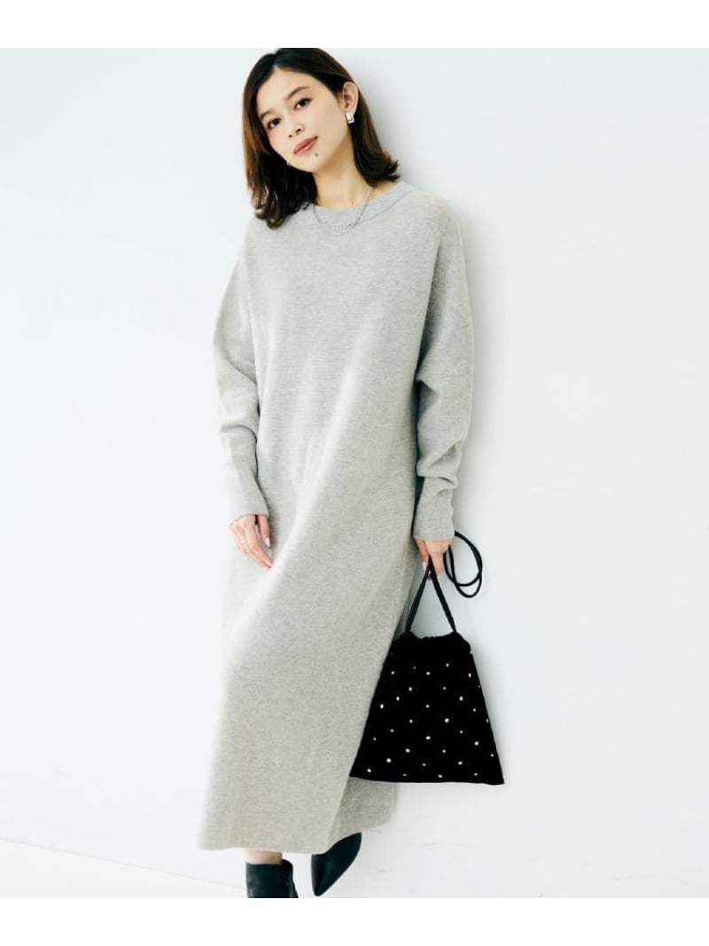 【SALE／43%OFF】【ロング丈/ゆったりシルエット】テントライン ニットワンピース UNTITLED アンタイトル ワンピース・ドレス その他のワンピース・ドレス ブラウン ブラック【RBA_E】【送料無料】[ Fashion]