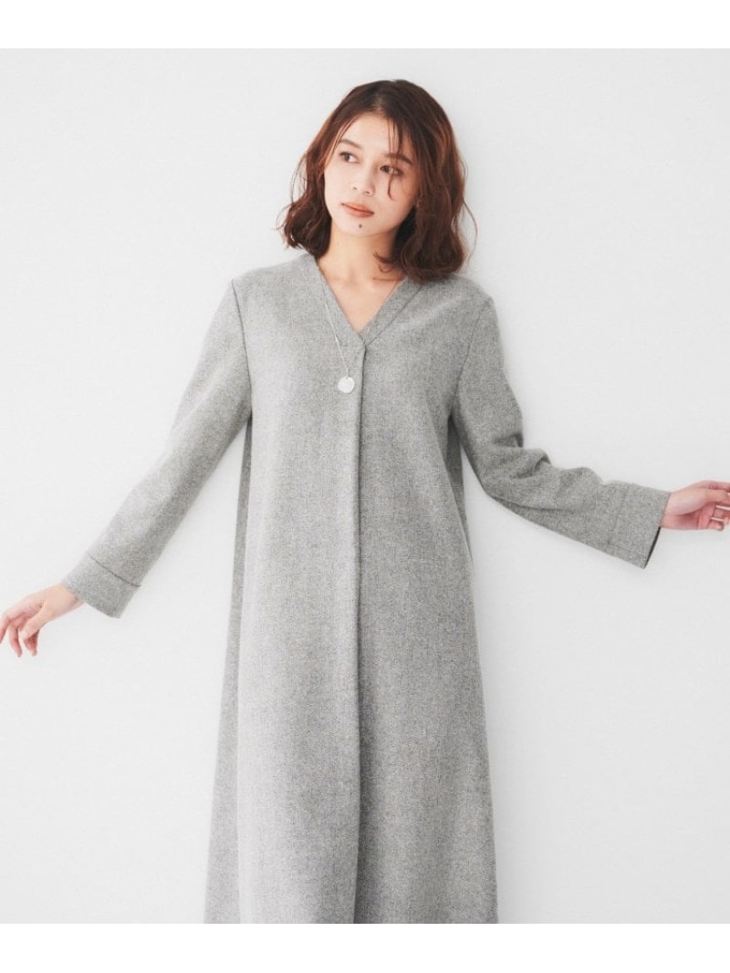 【極美品✨】アンタイトル ネップツイード Aラインワンピース ロング丈 24AW 極美品✨】アンタイトル ネップツイード Aラインワンピース