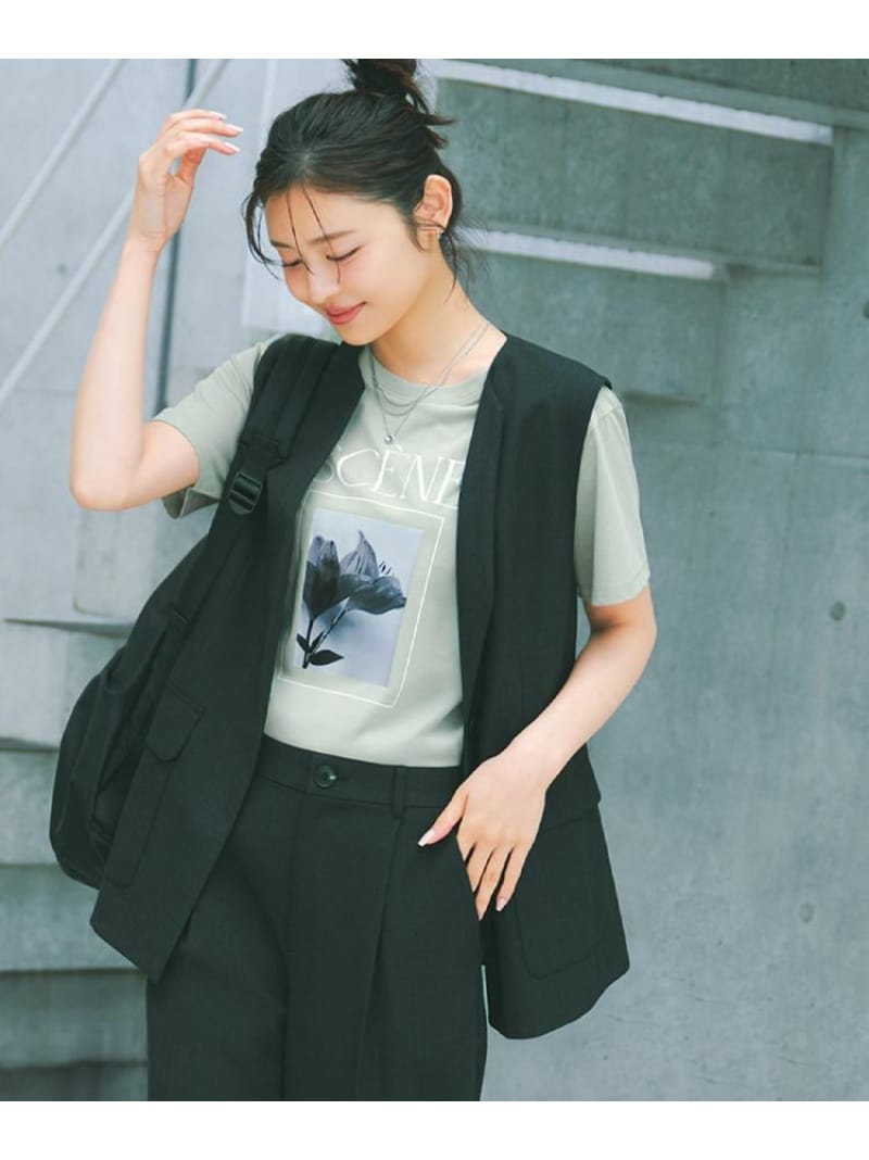 【古畑星夏さん着付ける/UV/人付き合い冷感/遮熱/通気性】スラブキーネックジレ UNTITLED アンかた書き トップス 限りない・ジレ ベージュ 黒いこと 青色【貨物輸送無料】[ Fashion] トップス-ベスト・ジレ-レディースファッション
