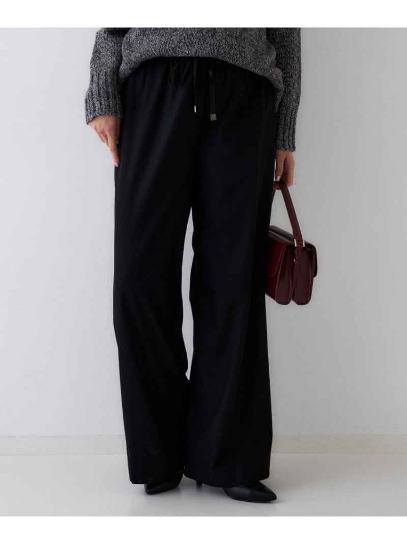 【SALE／24%OFF】【きれいめリラクシー/ウエストゴム】ウールサキソニー ワイドパンツ UNTITLED アンタイトル パンツ その他のパンツ ブラック グレー【RBA_E】【送料無料】[ Fashion]